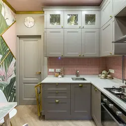 Design of a corner kitchen in a modern style in Khrushchev