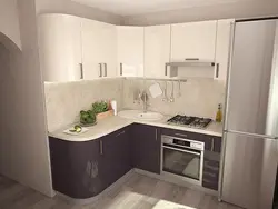 Design of a corner kitchen in a modern style in Khrushchev