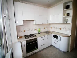 Design of a corner kitchen in a modern style in Khrushchev