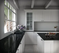 Ошхона тобнок сафед бо акс countertop сиёҳ