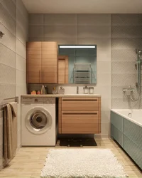 Modern bathroom interiors with washing machine