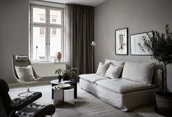 Curtains for the living room with gray wallpaper real photos
