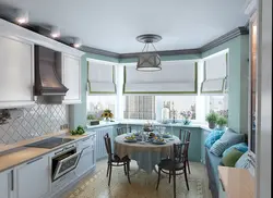 Kitchen in the bay window at home design photo