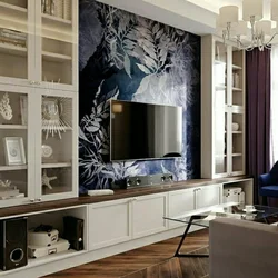 Design of the TV area in the living room photo