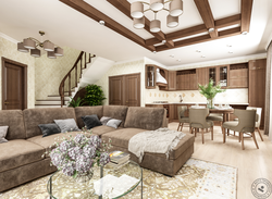 Living Room Combined With Kitchen In Your Home Photo