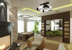 Living room combined with kitchen in your home photo