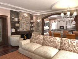 Living room combined with kitchen in your home photo