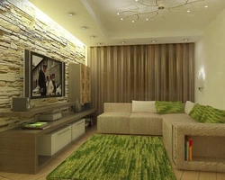 Living room interior 15 sq m in light colors