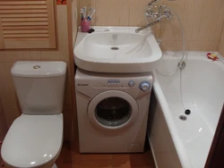 Photo of bathrooms with toilet and washing machine in Khrushchev