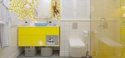 Ванна бөлмесінің фото дизайнындағы сары плиткалар