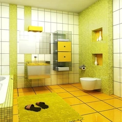 Yellow tiles in the bathroom photo design