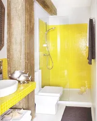 Жоўтая плітка ў ваннай фота дызайн