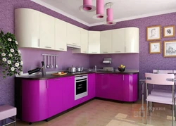 Ошхонаҳои lilac дар комбинатсияи фото дохилӣ