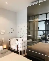 Спальня з дзіцячым ложкам у адным пакоі фота дызайн