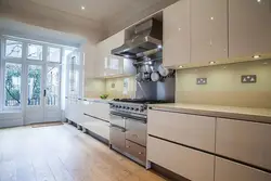 Beige Matte Kitchen In The Interior