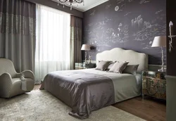 Gray Curtains In The Bedroom Interior