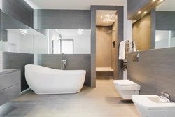 With bathrooms in a modern interior