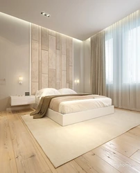 Inexpensive bedroom interior in light colors