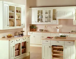 Color combination in the kitchen interior ivory