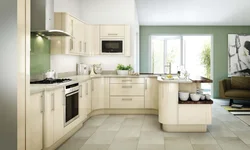 Color combination in the kitchen interior ivory