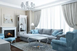 Living room interior design blue