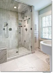 Design of a bright bathroom with shower