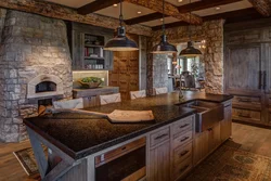 Kitchen design with stove in wood