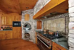 Kitchen design with stove in wood