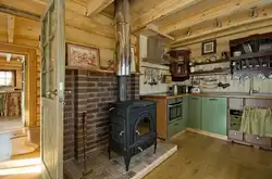 Kitchen design with stove in wood