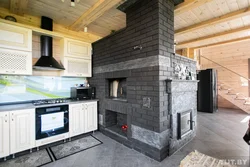 Kitchen design with stove in wood