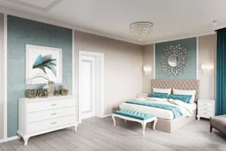 Mint gray bedroom interior