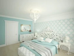 Mint gray bedroom interior