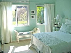 Mint gray bedroom interior