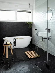 Bathroom design with black floor