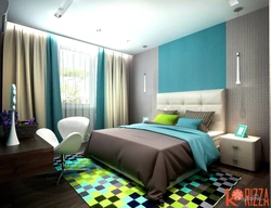 Color combination in the bedroom interior turquoise color