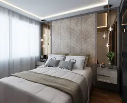 Bedroom 9 sq m design with wardrobe