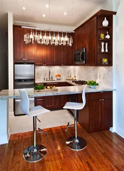 Kitchen interior with a bar counter in a small kitchen design photo
