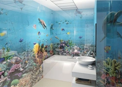 3D фото үлгісімен ванна бөлмесінің панельдері