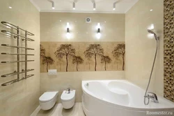 Bathroom design with corner bath