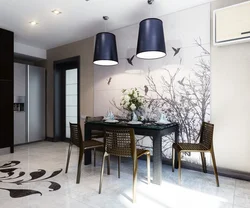 Decoration of the wall near the table in the kitchen photo