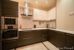 Beige kitchen interior with accents