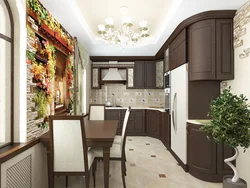 Beige kitchen interior with accents