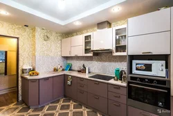 Beige kitchen interior with accents