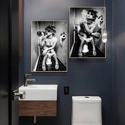 Paintings in the bathroom in the interior