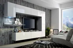 Modern chests of drawers for the living room in the interior photo