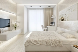 Bedroom design with one window 16 sq m photo