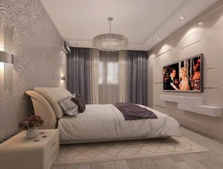 Bedroom design with one window 16 sq m photo