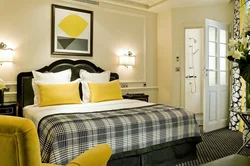 Bedroom interior in yellow tones