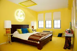 Bedroom interior in yellow tones