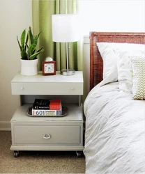 Photo of bedroom bedside tables made of wood